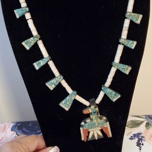 Depression Era inlaid Native American Necklace